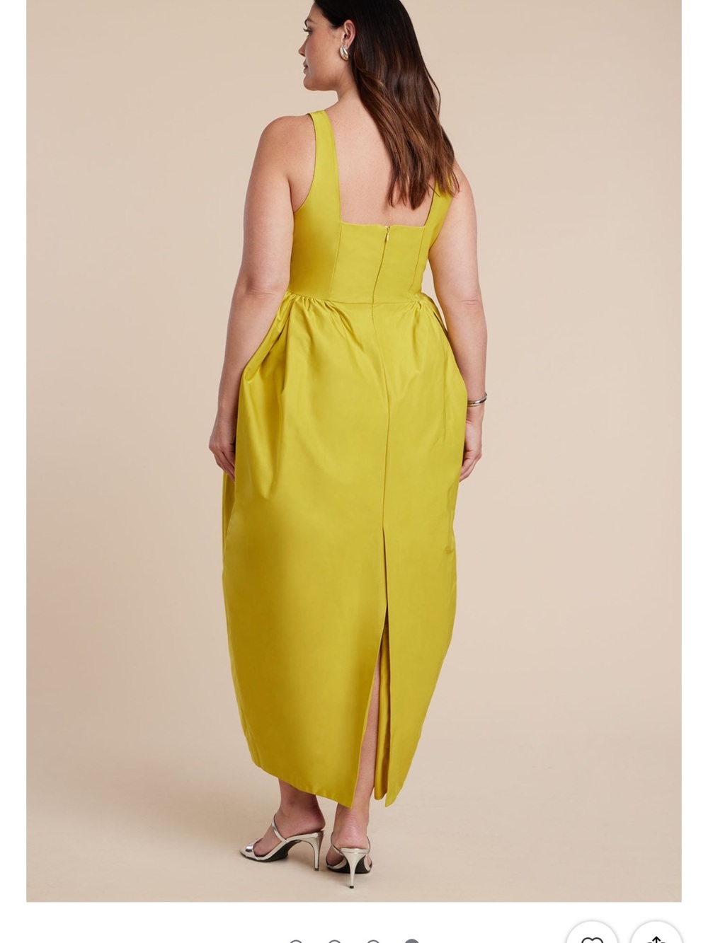 Eloquii Lime-Green Satin Square-Neck Midi Dress